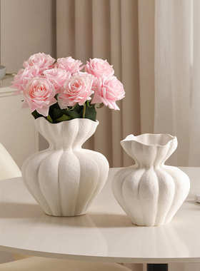 桌面摆件花式器家居白色寂贝汉侘美法客厅高级装饰感花瓶艺术复古
