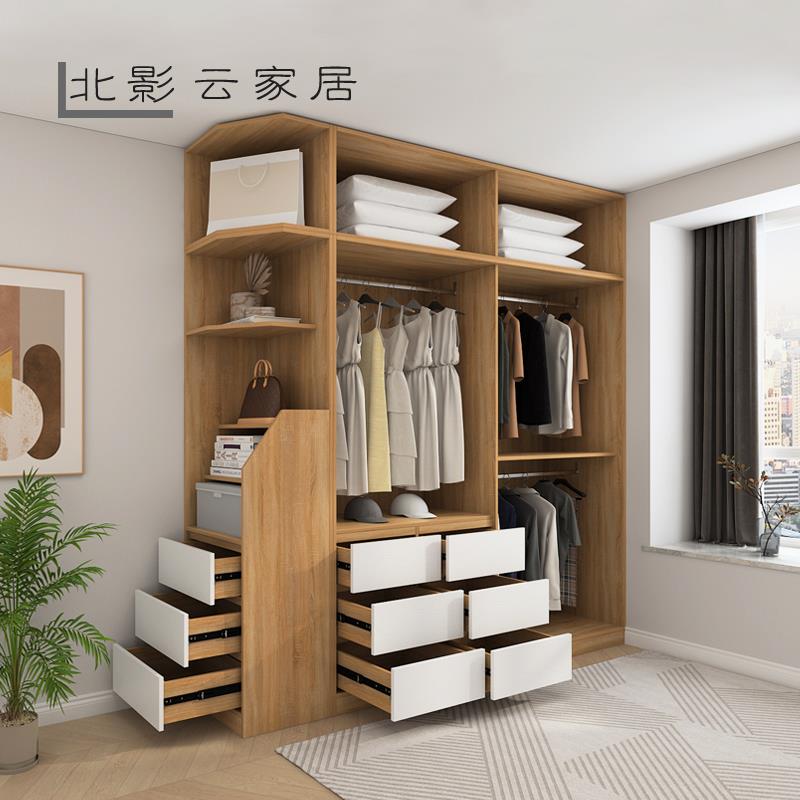K衣柜拉门加开推门移门+开实木柜子整体简约质现代木卧室衣橱定制