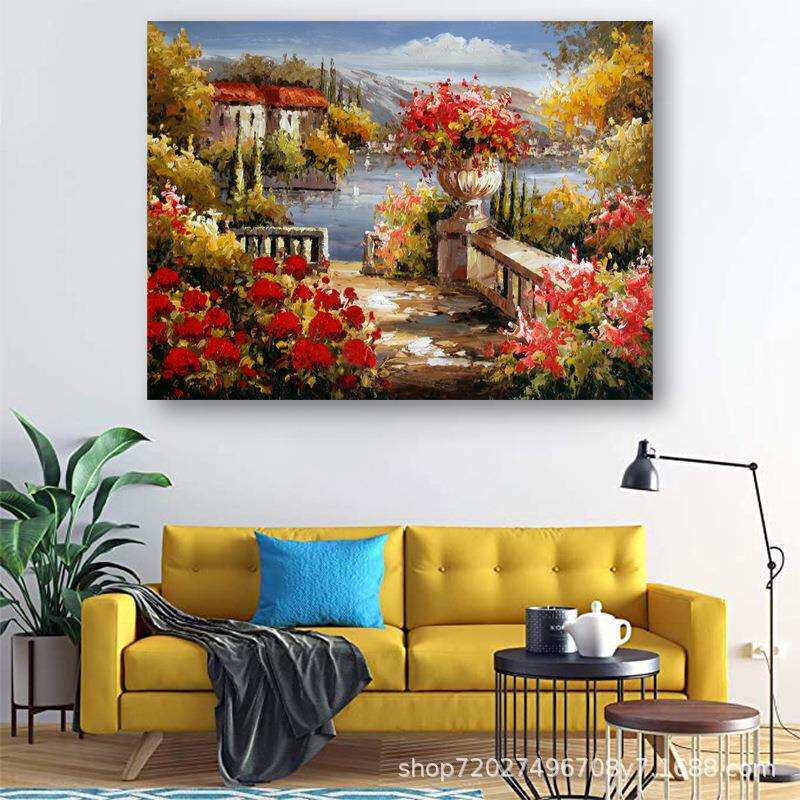 纯手绘油画北欧风格装饰画现代轻奢壁画挂画手工油画田园风风景画
