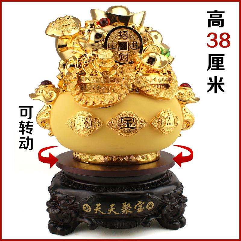 迪万思电镀金色存钱罐聚宝盆工艺品树脂摆件客厅家居饰品摆设