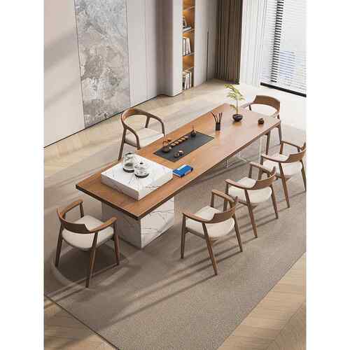 实木茶桌椅组合茶台现代简约高端岛台茶桌一体新中式办公室接待