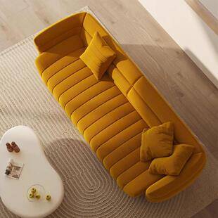 奶油系风格 轻奢设计师直排客厅家用三人位免洗磨砂布 布艺沙发港式