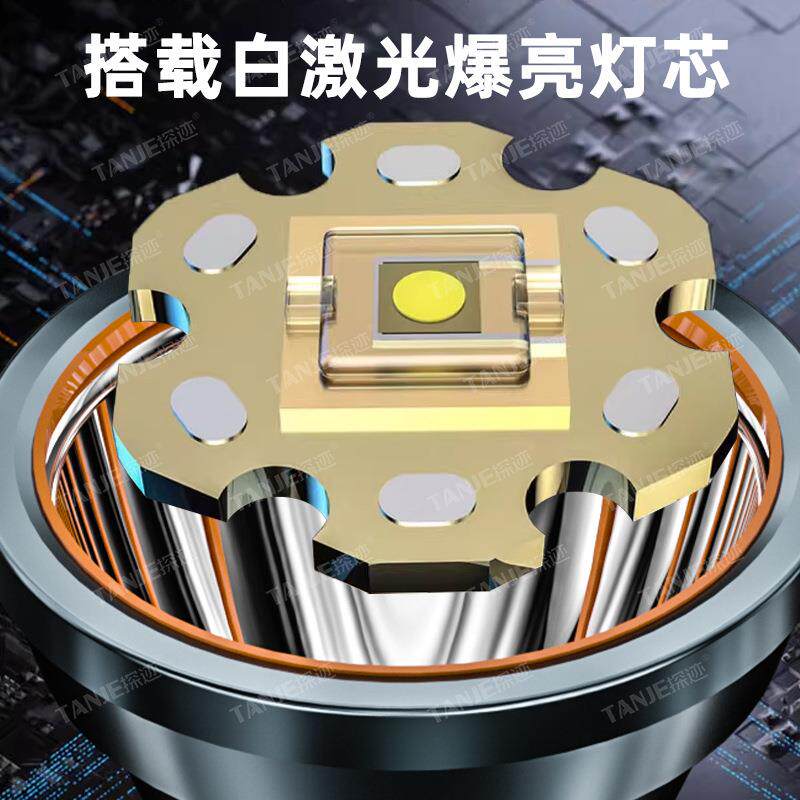 新款白激光头灯超长续航头戴式户外照明矿灯钓鱼强光大光杯手电筒