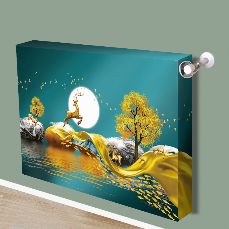 暖气片罩全包弹力布艺简约老式铸铁暖气装饰防尘套防熏黑保护罩