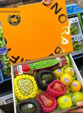 新款高档创意橙色烫金3-5斤水果礼盒节日送礼通用混搭水果空盒子