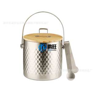 不锈钢桶保温桶冰压锤桶手提木纹酒吧纹冰密封双层ktv冰桶桶纹冰