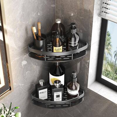 Bathroom Storage Rack No Drill Shelves Wall Mount Corner She