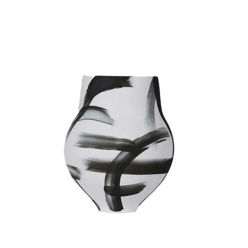 新中式侘寂手绘陶瓷花瓶样板间家居民宿黑白线软装插花器饰品摆件