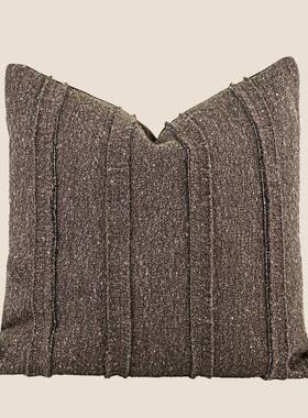 中风咖色棕抱色系枕客厅沙发样板间布AXM腰艺软装靠枕靠垫套方古