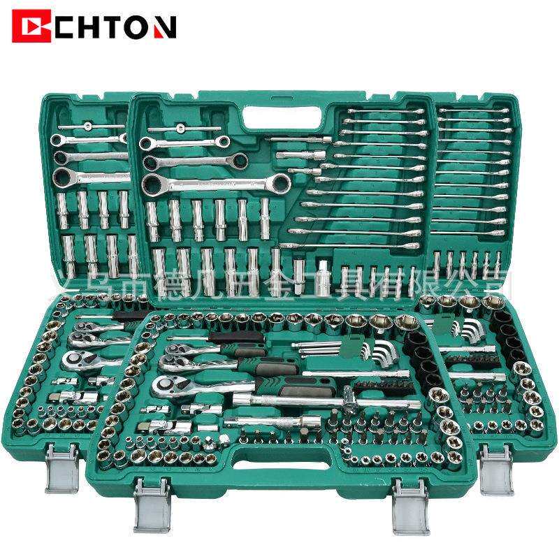 151件套铬钒钢汽修72齿快速棘轮扳手两用扳手接杆套筒工具套装