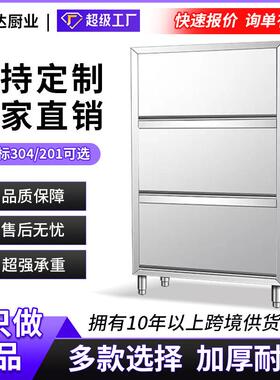 跨境商用厨房加厚橱柜储物柜不锈钢四门碗柜农村家用定制保洁碗碟