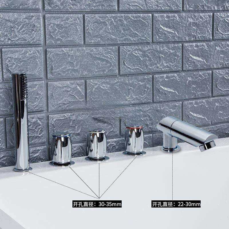 s％全铜浴缸龙头冲浪浴缸龙头五件套冷热水分体缸边式宽嘴瀑布龙