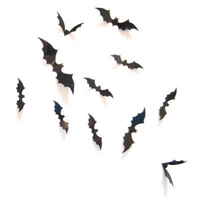 12Pcs/set Halloween Decoration 3D Black PVC Bat DIY Decor