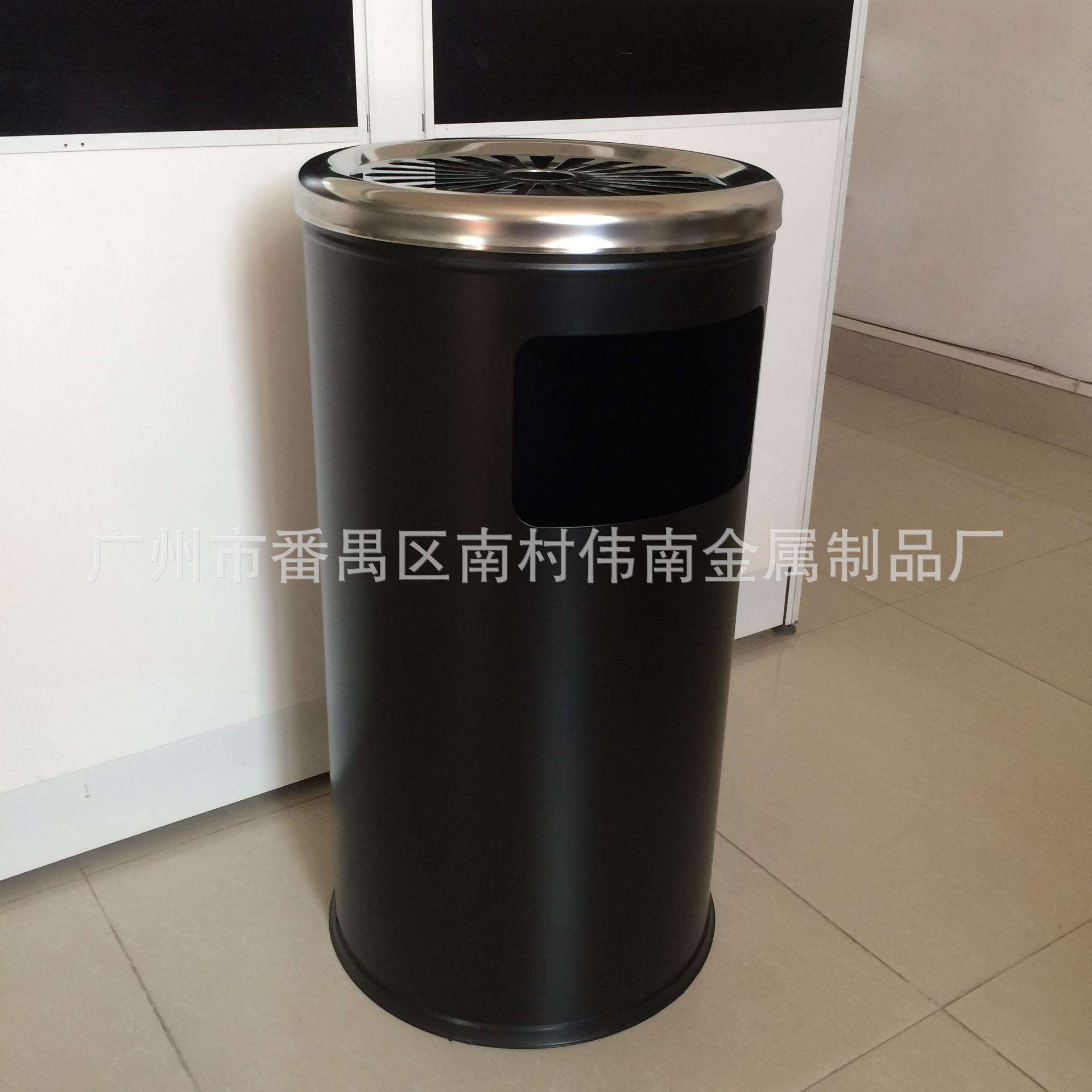 商场超市宾馆小区物业写字楼KTV酒店用品圆形侧开黑色室内垃圾桶