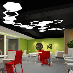 新款直销六边形造型吊灯个性蜂巢组合吸顶灯公室商场LED灯具无极