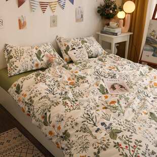 田园风小清新四件套花卉学生三件套纯棉全棉床单被套女生床上用品