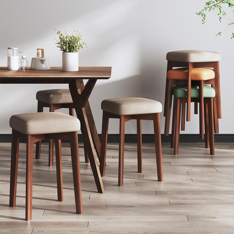 实木凳子现代家用方凳板客厅凳餐桌椅子可叠放木头凳子简约小板凳