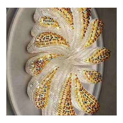 吊水灯售楼部大型厅灯宴ZY-20201会非标工程酒店大堂晶沙盘灯吸顶