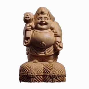 木雕摆件福七护法像大黑工艺品木质天门桧木雕刻