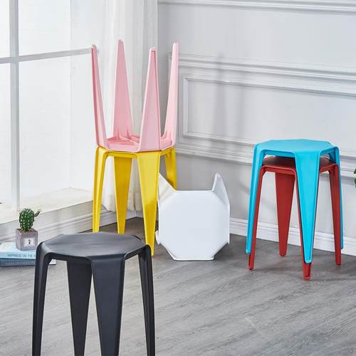 塑料凳椅子家加厚可叠放风车用圆凳现客代简约创TWJ意厅餐桌塑胶