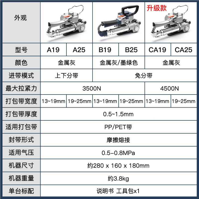 A19A19上下气打机手提式热熔动气动免扣试手持PPE包T塑料钢包带打