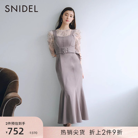 snidel春夏甜酷显瘦高腰背带腰带，鱼尾连衣裙swfo221044