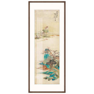 玄关挂画走廊过道装 新中式 饰 饰画国画彩墨油画山水画竖版 张大千装