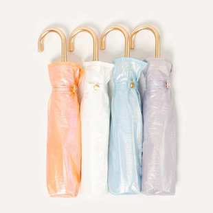 现货R3034极光色幻彩荧光超薄15D尼龙布超150克直径92厘米弯柄伞