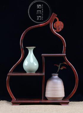 红具CRX博古架小型多宝阁红酸枝茶实架木置物架紫木砂茶壶盆景展