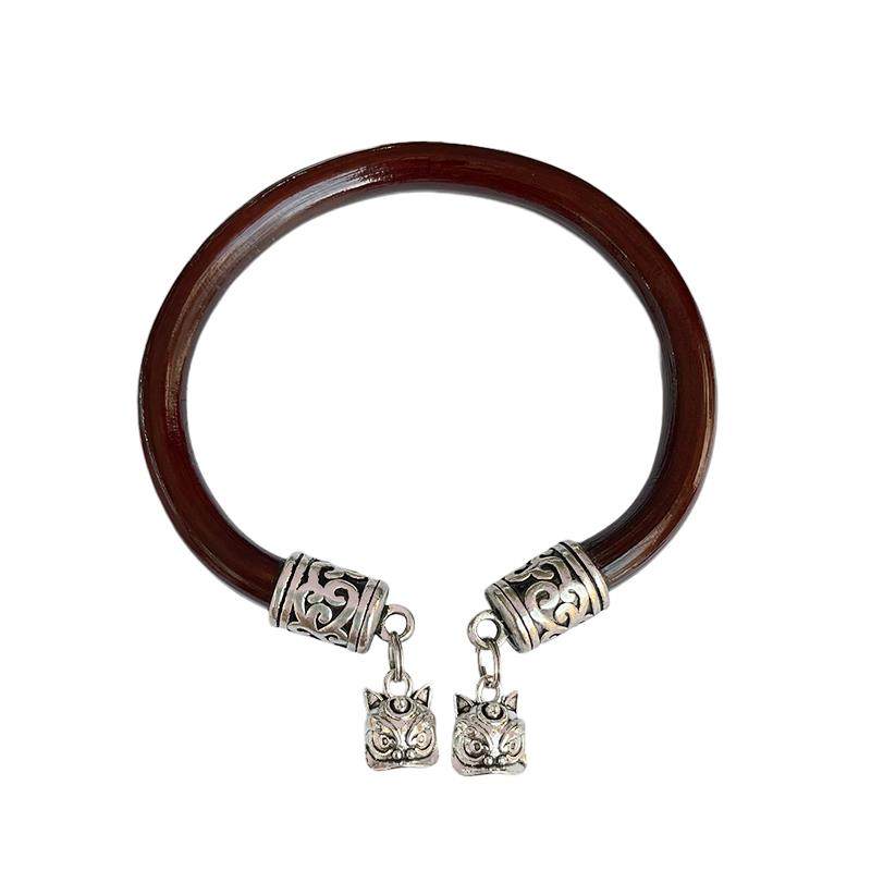 正品西然正品鸡血手镯女吊坠款男藏银铃铛天镯情藤侣民族风木质饰