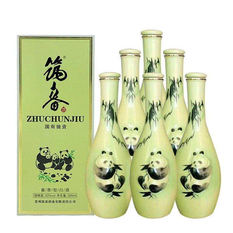 贵州筑春酒 筑春熊猫 53度酱香型白酒 500ml*6瓶