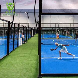 全景帕德尔带顶棚板式网球场草皮一体式板式网球场玻璃全套器材