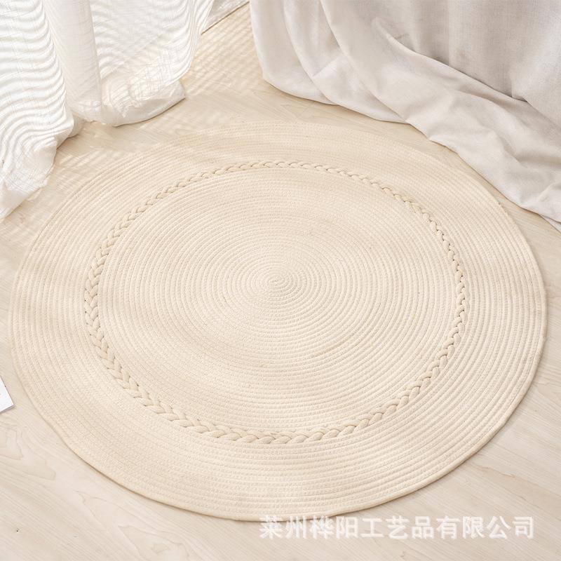 棉绳编织地垫圆形健身棉质家用客厅卧室棉垫宝宝玩耍地毯加厚柔软
