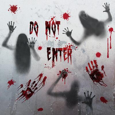 1Set Halloween Decora Stickers Bloody Handprint Window Door