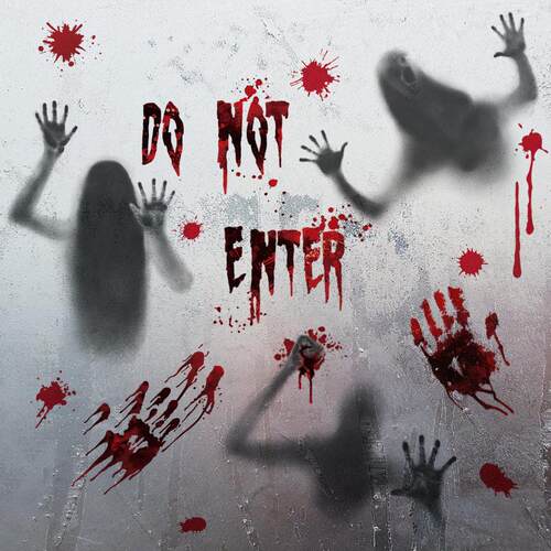 1Set Halloween Decora Stickers Bloody Handprint Window Door