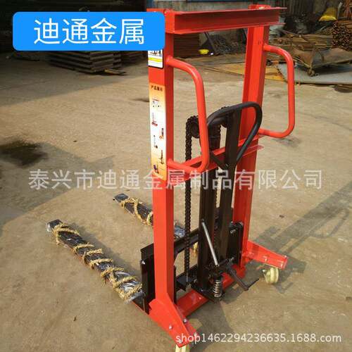 工厂小型便携手动液压堆高车升高装卸车加宽插腿升降车