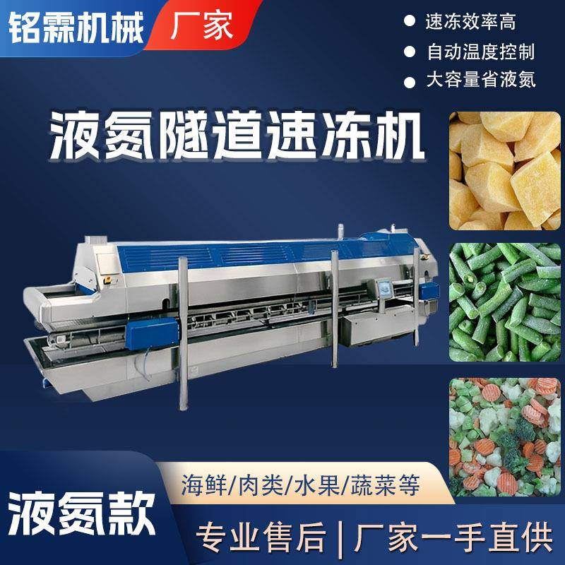 自动龙虾尾液氮速冻机蔬丁冻液氮隧道速设备榴FCA莲果大型全速冻