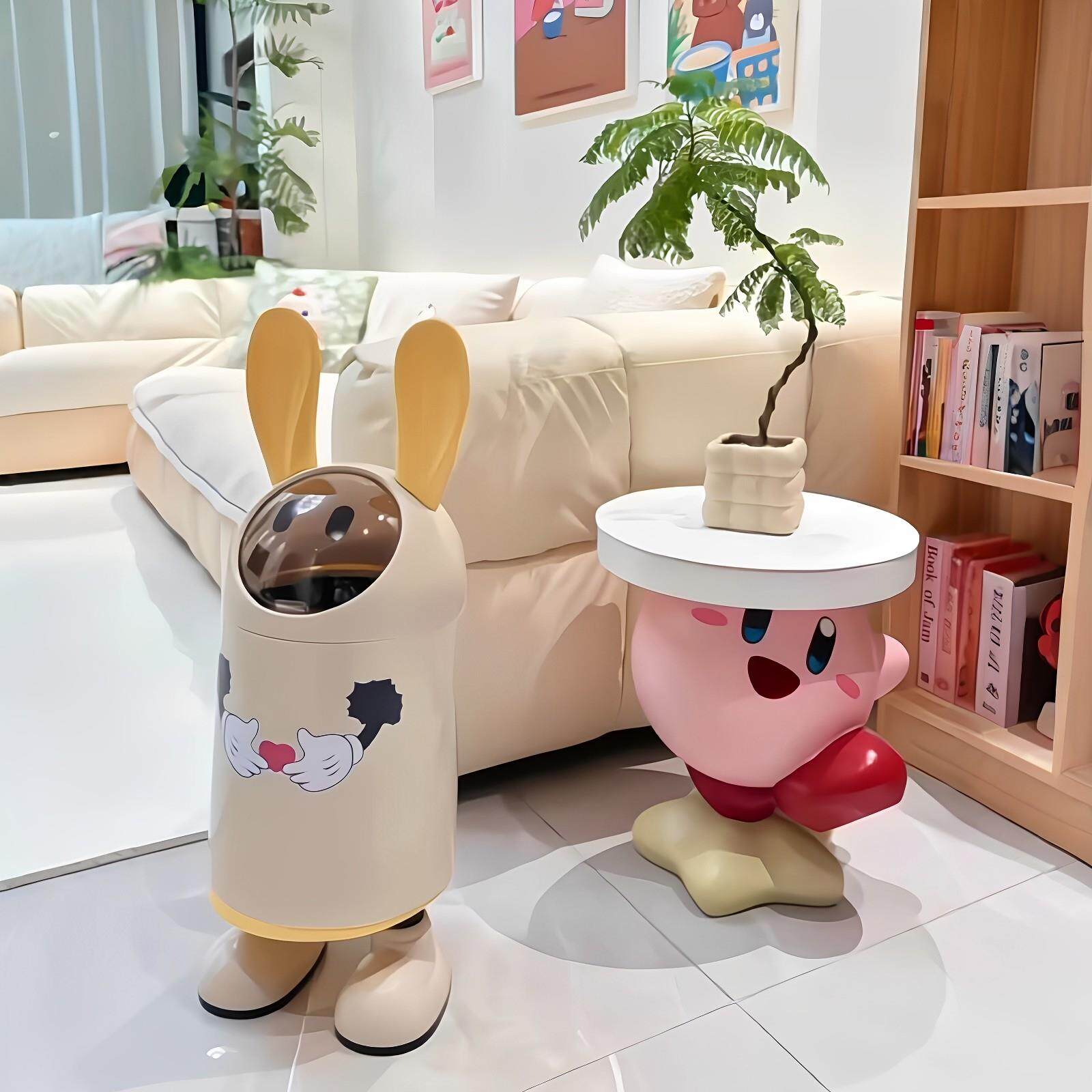 兔子垃圾桶家用厨房免弯腰高脚垃圾筒可爱创意客厅塑料双层废纸篓