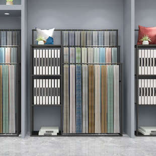 本抱枕组合展示架布艺家纺样品落地式 窗帘小样吊卡版 可移动陈列架