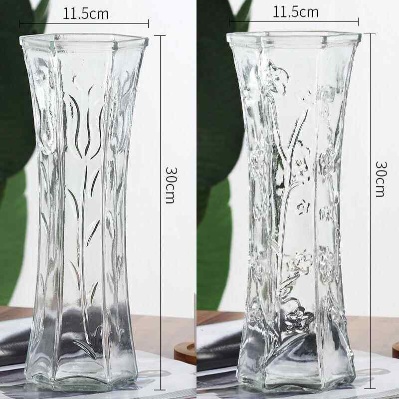高档创意大号透明璃六角玻水花瓶竹养富贵百合鲜花插花瓶家用客厅