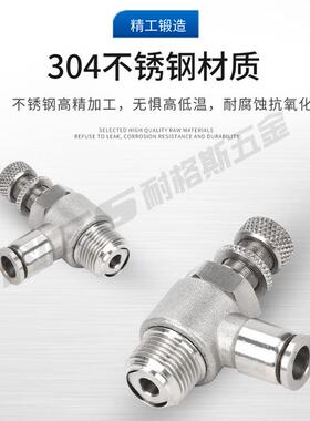 30不锈钢快拧节流阀LS管道式SLA6-4M5调卡套可调气动接头速阀SA
