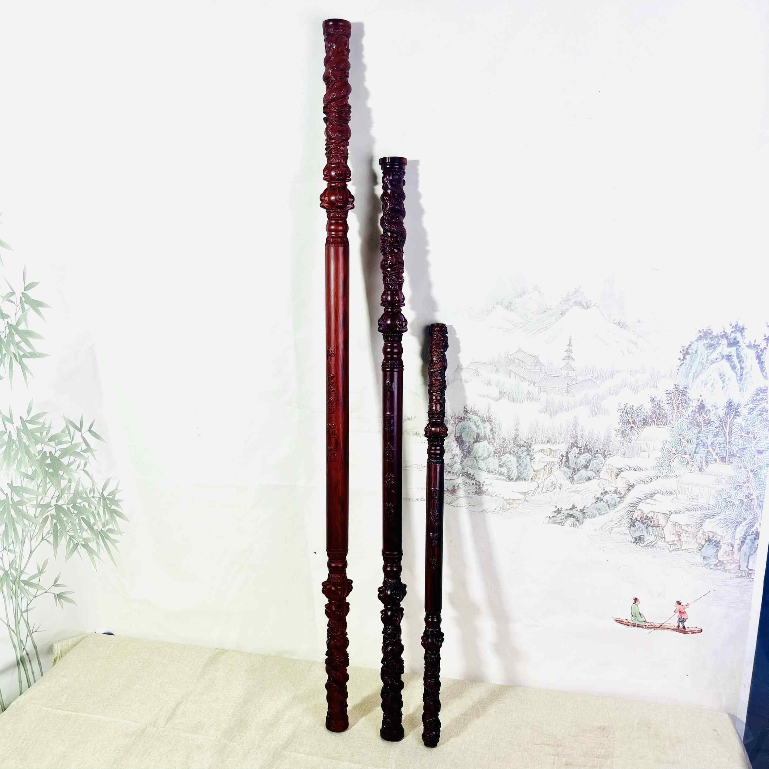 高档比话紫儿檀木黑神悟空如意金箍棒一一紫檀材质模型手办童玩具