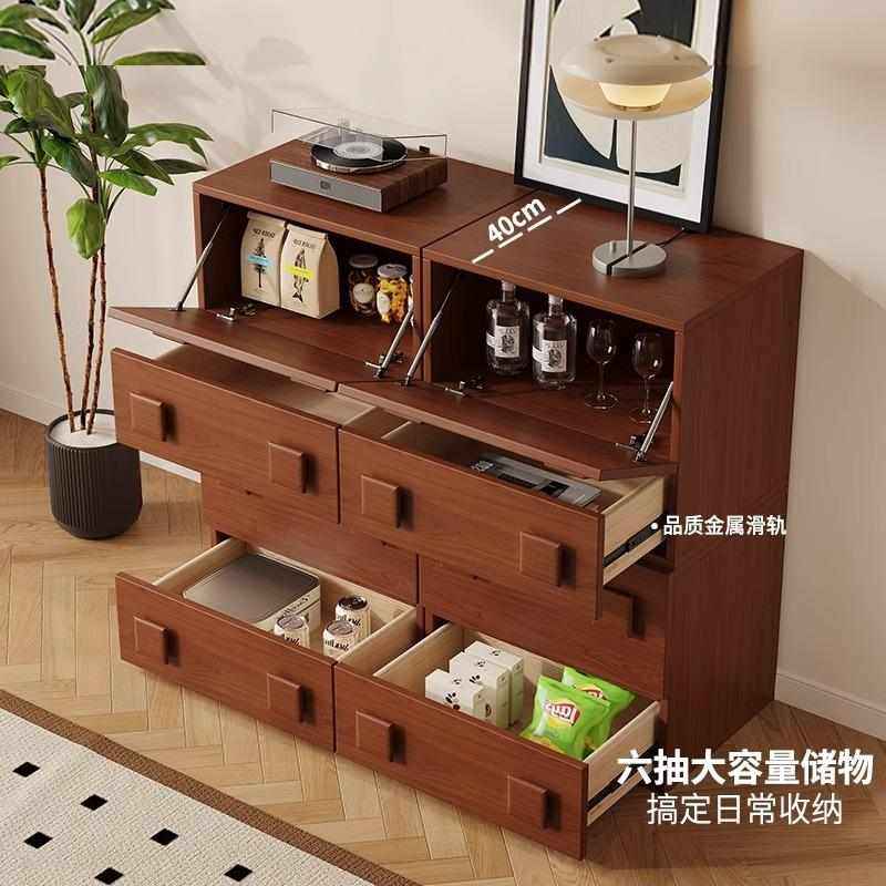 中古风实木斗柜小户型储物收纳卡门柜组合沙发边柜落地客厅电视柜