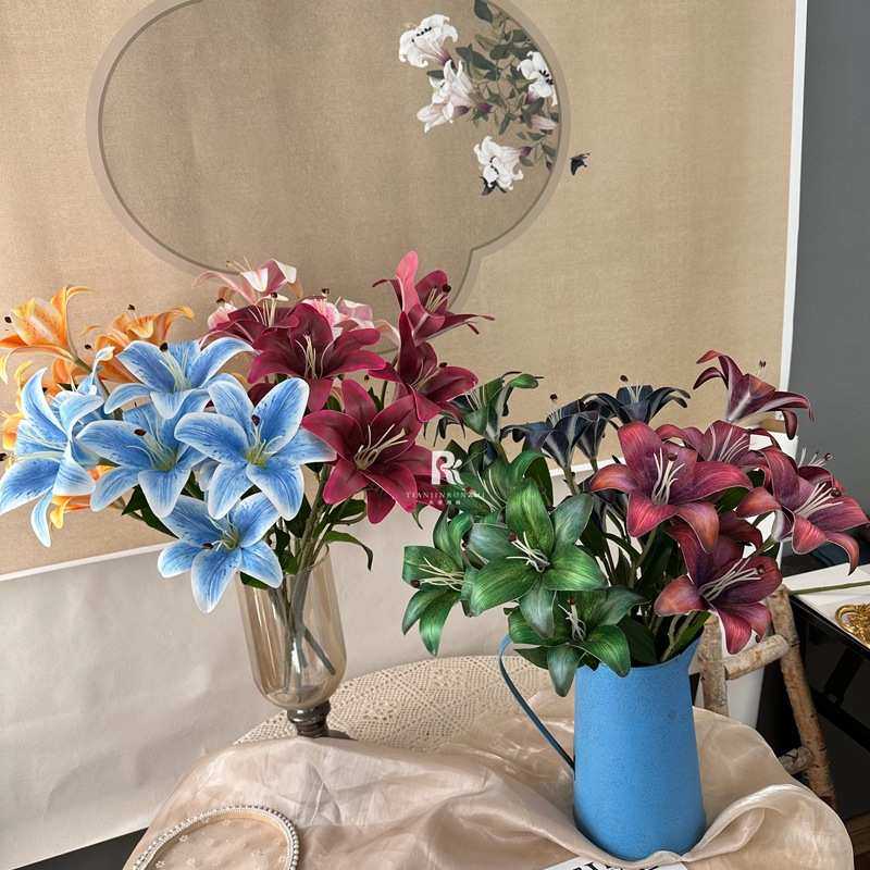 7头把束百合花仿真花3D胶片百合花假花婚礼装饰成品花排打底插花,家居饰品,仿真花/假花,淘宝优惠券,粉丝福利购,淘宝优惠卷