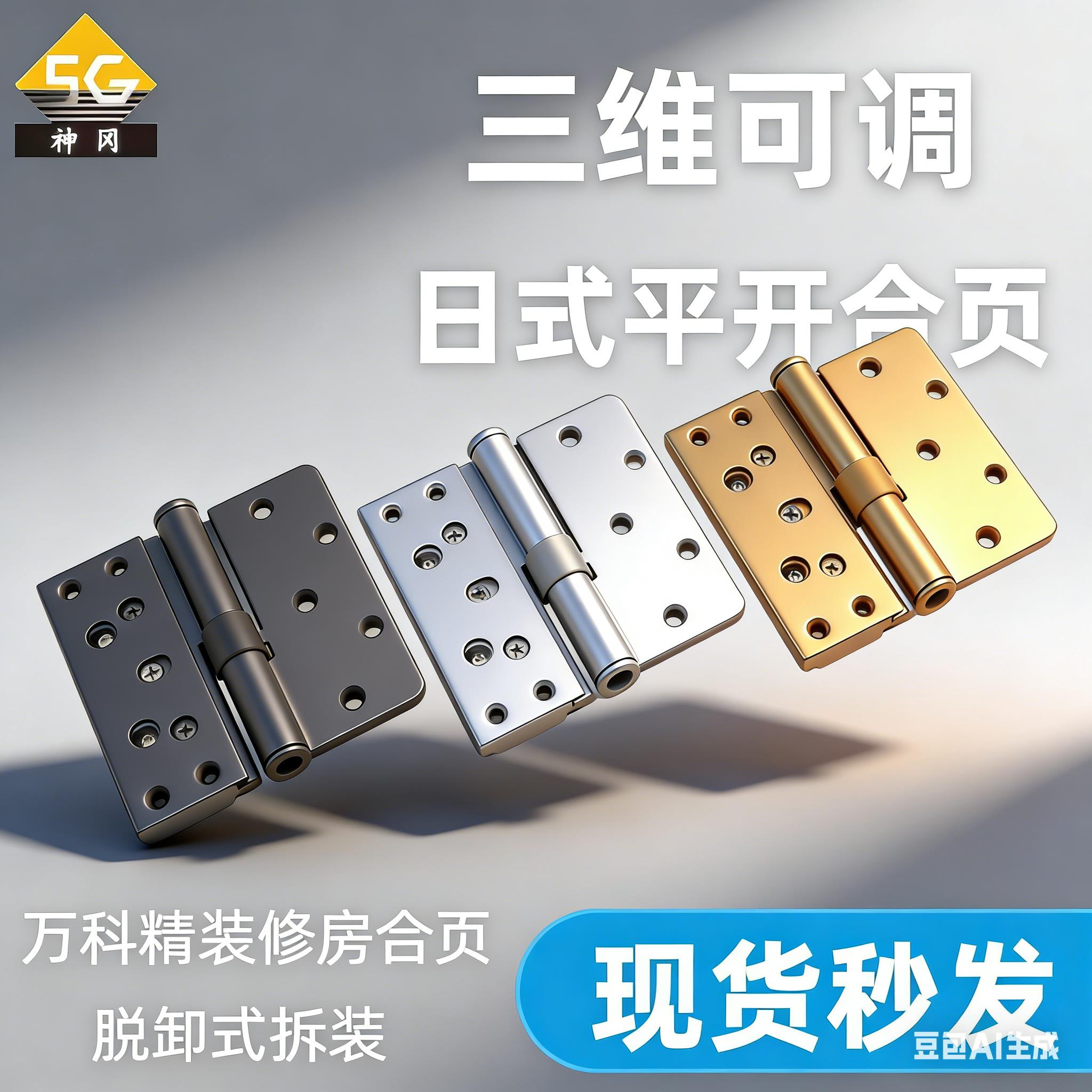 万科门合页精装修室内门三维可调日式平开铰链金地象屿静音门铰