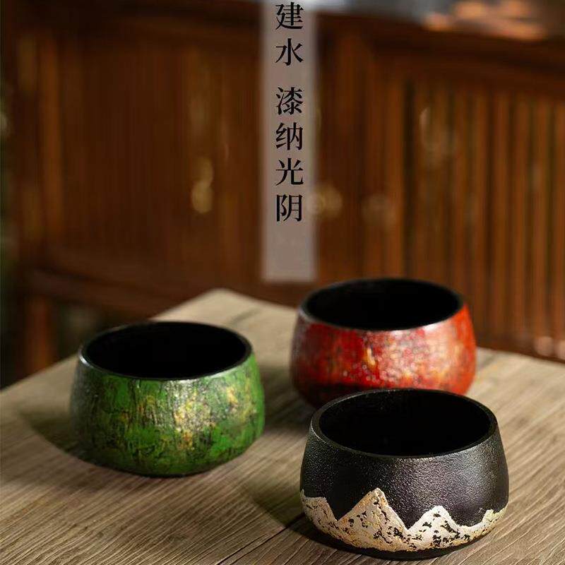 天然大漆建水茶道水方漆器茶具手工脱胎大号笔洗水盂茶洗水洗茶海