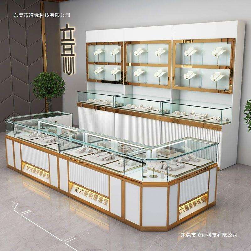 珠宝展示柜饰品首饰玉器展柜银蜜蜡玻璃柜台陈列柜台人造板展示柜