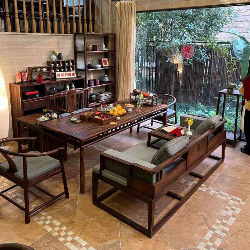 新中式全实木茶桌黑胡桃木简约家用小型客厅布艺沙发罗汉床泡茶台,住宅家具,家用茶台/茶桌,淘宝优惠券,粉丝福利购,淘宝优惠卷