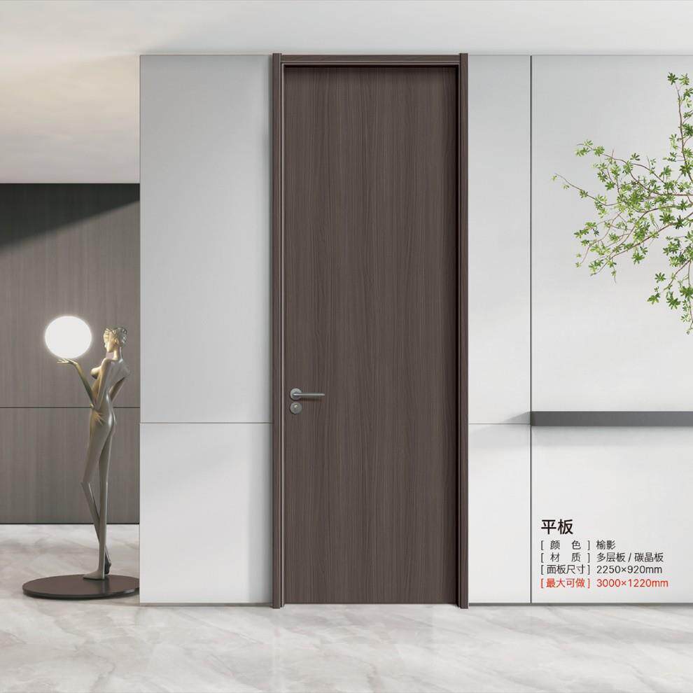 农村自建房卧室门原木风微雕描色无漆室内隔音实木房间门锁带门套