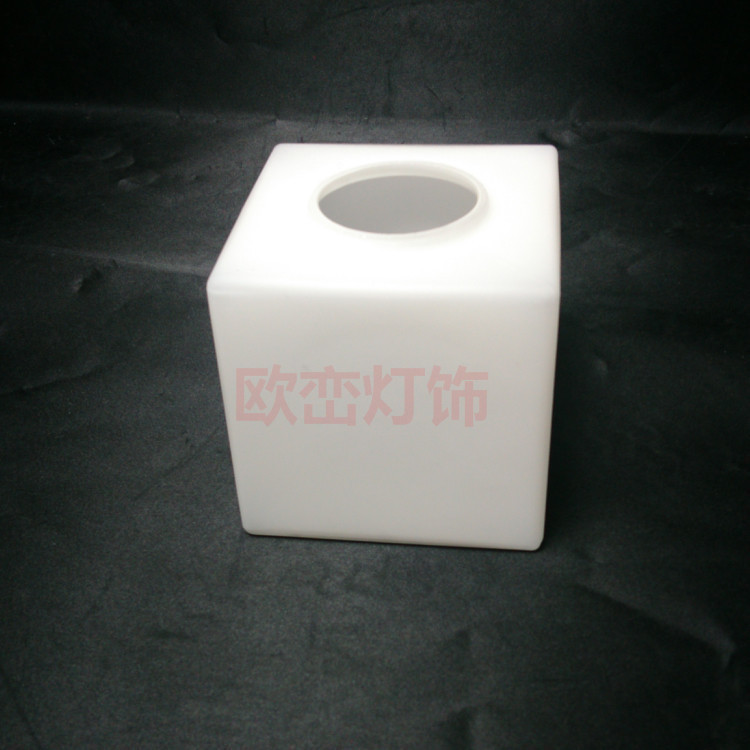 150mm四方奶白灯罩灯具配件四方玻璃灯罩四方木艺木头灯罩配件